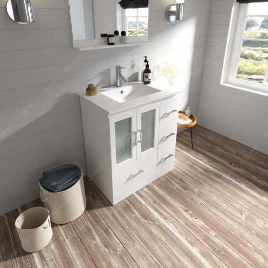 Zola 30" Single Bath Vanity in White and Square Sink and Matching Mirror