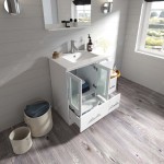 Zola 30" Single Bath Vanity in White and Square Sink with Brushed Nickel Faucet and Matching Mirror