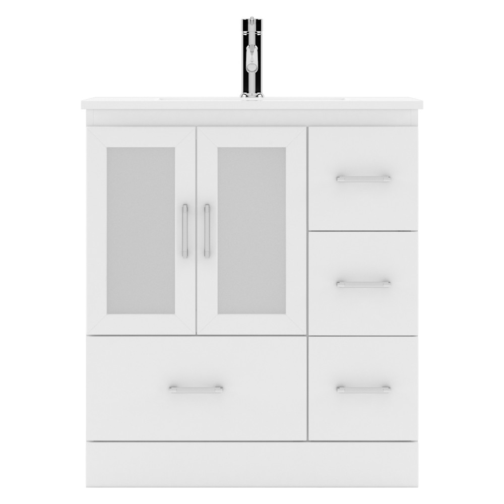 Zola 30" Single Bath Vanity in White and Square Sink