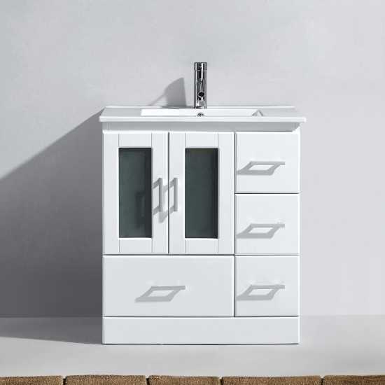 Zola 30" Single Bath Vanity in White and Square Sink