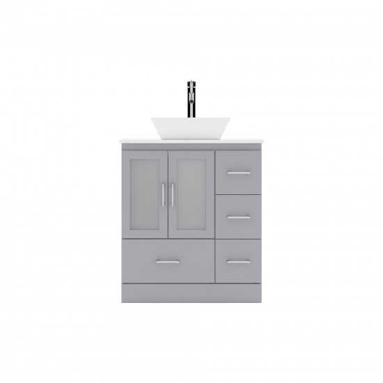 Zola 30" Single Bath Vanity in Gray with White Engineered Stone Top and Square Sink