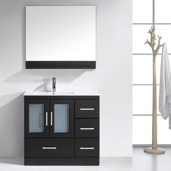 Zola 36" Single Bath Vanity in Espresso and Square Sink and Matching Mirror