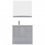 Zola 36" Single Bath Vanity in Gray and Square Sink and Matching Mirror