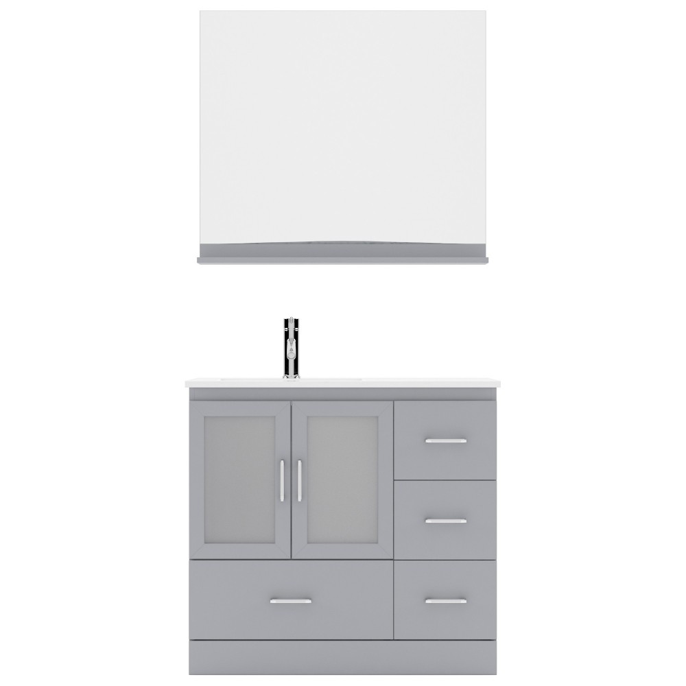 Zola 36" Single Bath Vanity in Gray and Square Sink and Matching Mirror