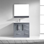 Zola 36" Single Bath Vanity in Gray and Square Sink and Matching Mirror