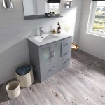 Zola 36" Single Bath Vanity in Gray and Square Sink and Matching Mirror