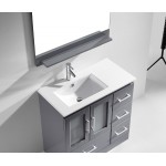 Zola 36" Single Bath Vanity in Gray and Square Sink and Matching Mirror