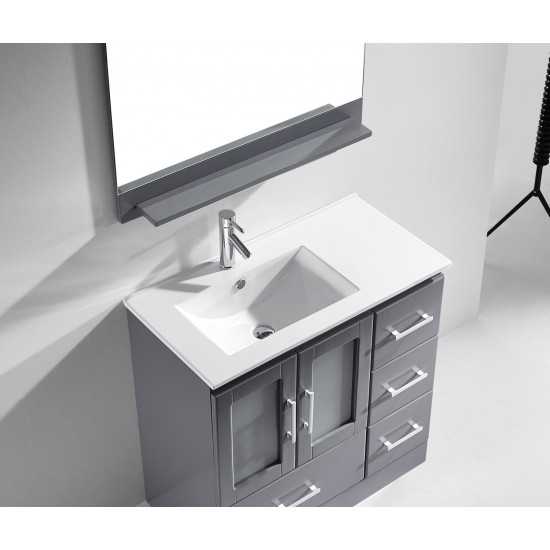 Zola 36" Single Bath Vanity in Gray and Square Sink and Matching Mirror
