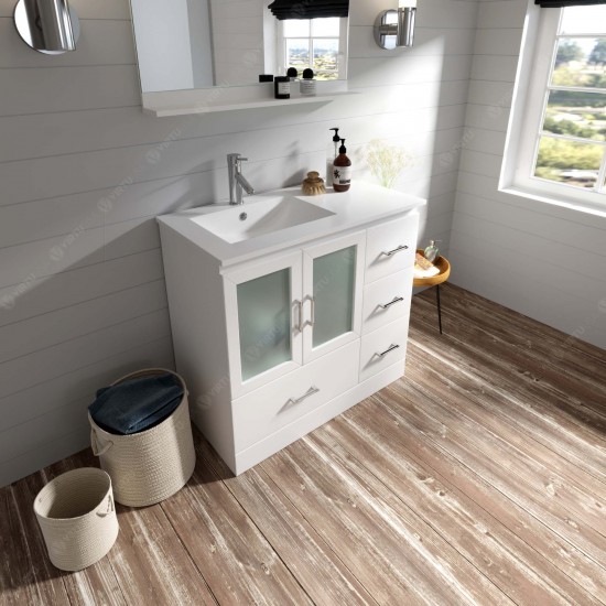 Zola 36" Single Bath Vanity in White and Square Sink and Matching Mirror