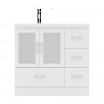 Zola 36" Single Bath Vanity in White and Square Sink