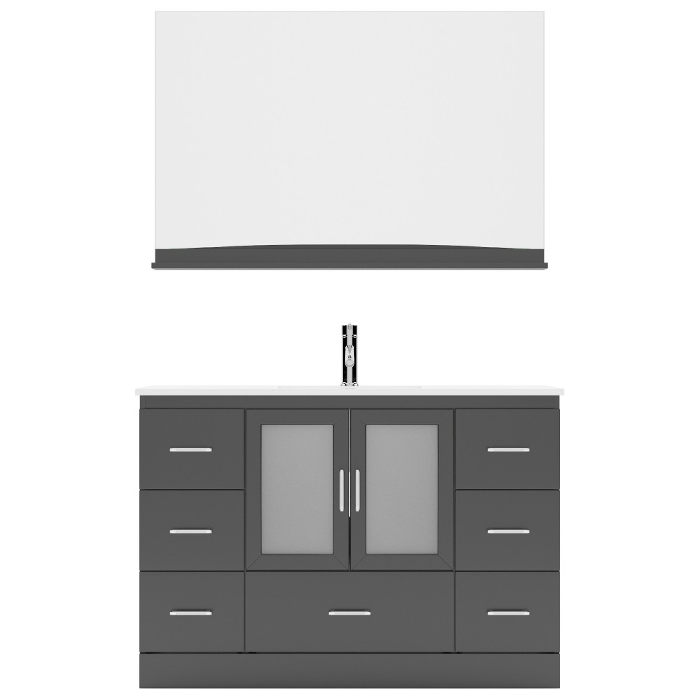 Zola 48" Single Bath Vanity in Espresso and Square Sink with Brushed Nickel Faucet and Matching Mirror