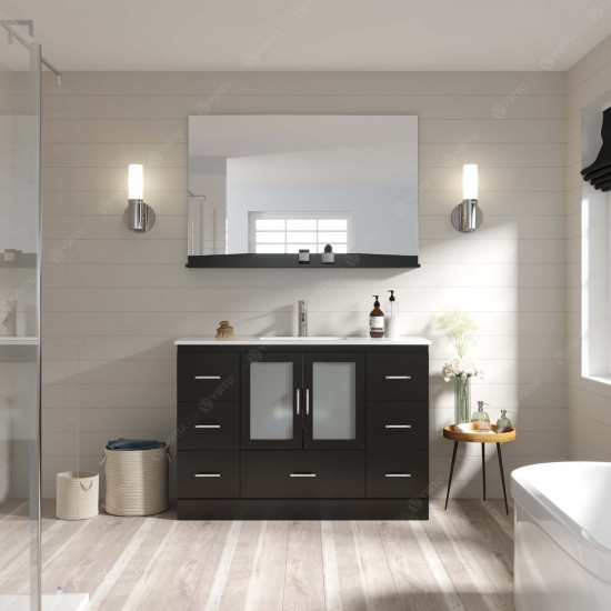 Zola 48" Single Bath Vanity in Espresso and Square Sink with Brushed Nickel Faucet and Matching Mirror