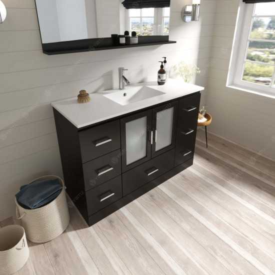 Zola 48" Single Bath Vanity in Espresso and Square Sink with Brushed Nickel Faucet and Matching Mirror