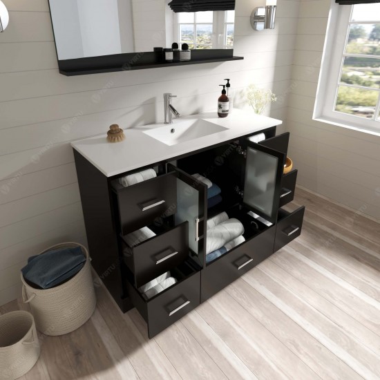 Zola 48" Single Bath Vanity in Espresso and Square Sink with Brushed Nickel Faucet and Matching Mirror