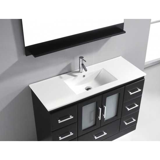 Zola 48" Single Bath Vanity in Espresso and Square Sink with Brushed Nickel Faucet and Matching Mirror