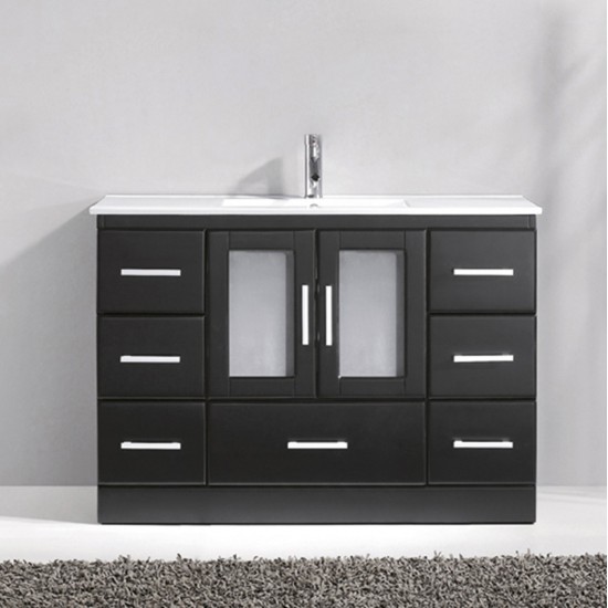 Zola 48" Single Bath Vanity in Espresso and Square Sink with Brushed Nickel Faucet