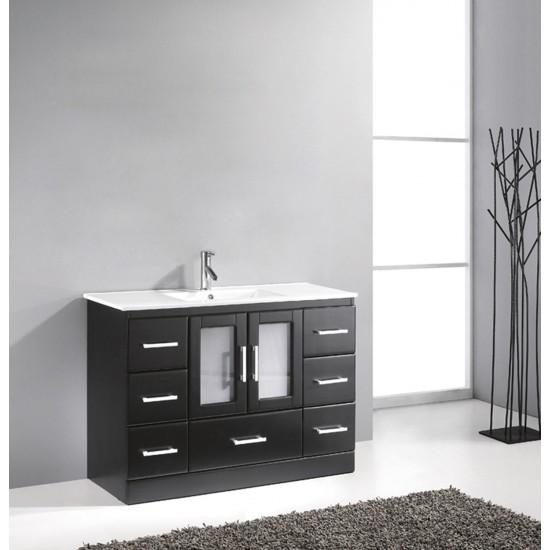 Zola 48" Single Bath Vanity in Espresso and Square Sink with Brushed Nickel Faucet