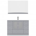 Zola 48" Single Bath Vanity in Gray and Square Sink and Matching Mirror