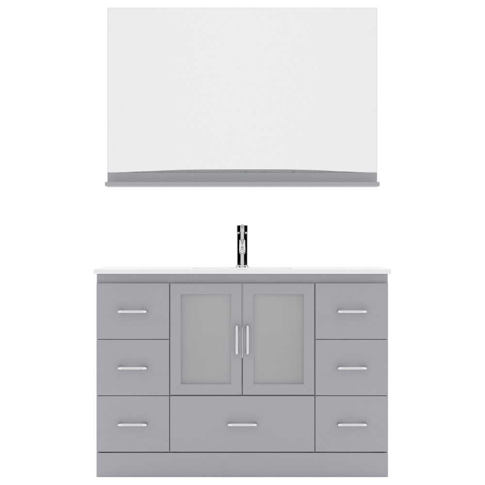 Zola 48" Single Bath Vanity in Gray and Square Sink and Matching Mirror