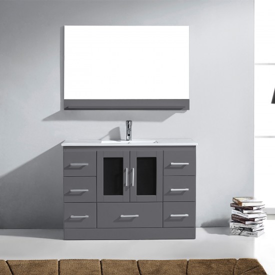 Zola 48" Single Bath Vanity in Gray and Square Sink and Matching Mirror