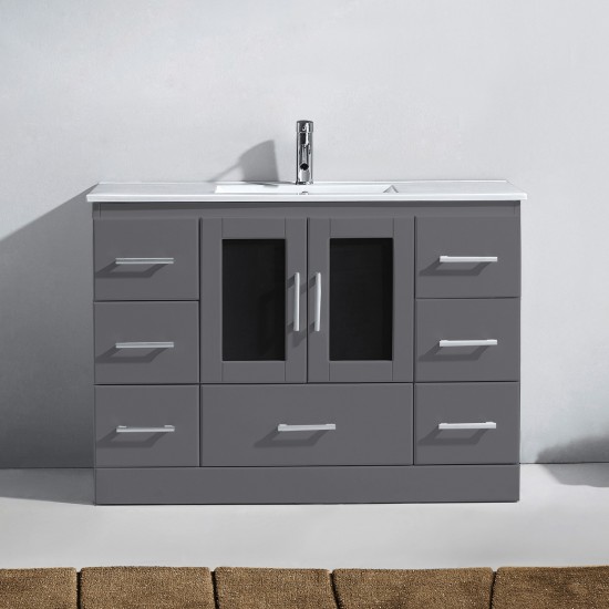 Zola 48" Single Bath Vanity in Gray and Square Sink