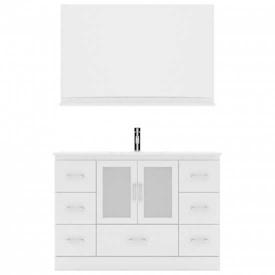 Zola 48" Single Bath Vanity in White and Square Sink and Matching Mirror