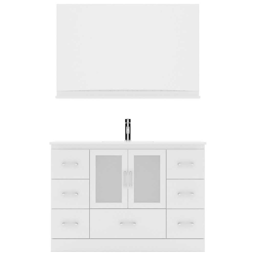 Zola 48" Single Bath Vanity in White and Square Sink and Matching Mirror