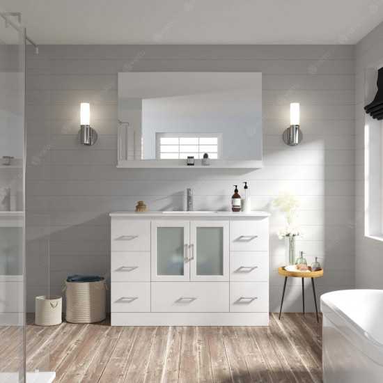 Zola 48" Single Bath Vanity in White and Square Sink and Matching Mirror