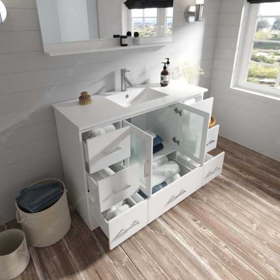 Zola 48" Single Bath Vanity in White and Square Sink and Matching Mirror