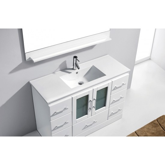 Zola 48" Single Bath Vanity in White and Square Sink and Matching Mirror