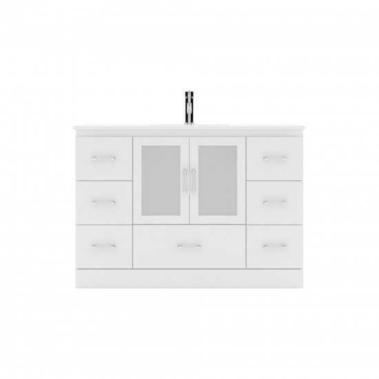 Zola 48" Single Bath Vanity in White and Square Sink with Brushed Nickel Faucet