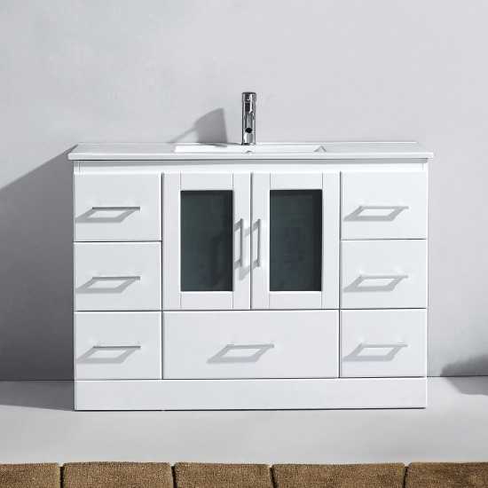 Zola 48" Single Bath Vanity in White and Square Sink