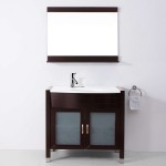 Ava 36" Single Bath Vanity in Espresso with White Engineered Stone Top and Round Sink and Matching Mirror