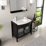 Ava 36" Single Bath Vanity in Espresso with White Engineered Stone Top and Round Sink and Matching Mirror