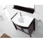 Ava 36" Single Bath Vanity in Espresso with White Engineered Stone Top and Round Sink and Matching Mirror