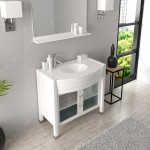 Ava 36" Single Bath Vanity in White with White Engineered Stone Top and Round Sink and Matching Mirror