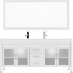 Ava 71" Double Bath Vanity in White with White Engineered Stone Top and Round Sinks and Matching Mirror