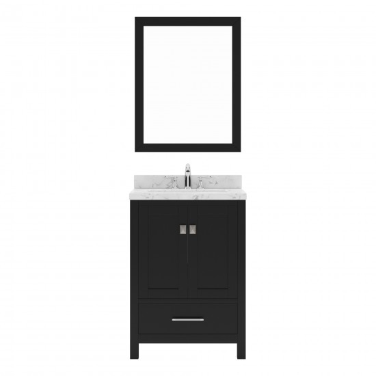 Caroline Avenue 24" Single Bath Vanity in Espresso with White Quartz Top and Square Sink with Matching Mirror