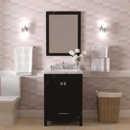 Caroline Avenue 24" Single Bath Vanity in Espresso with White Quartz Top and Square Sink with Matching Mirror