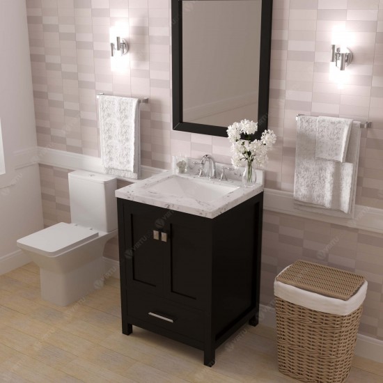 Caroline Avenue 24" Single Bath Vanity in Espresso with White Quartz Top and Square Sink with Matching Mirror