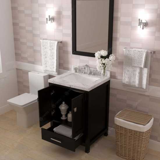 Caroline Avenue 24" Single Bath Vanity in Espresso with White Quartz Top and Square Sink with Matching Mirror