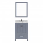 Caroline Avenue 24" Single Bath Vanity in Gray with White Quartz Top and Square Sink with Matching Mirror