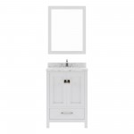 Caroline Avenue 24" Single Bath Vanity in White with White Quartz Top and Square Sink with Matching Mirror