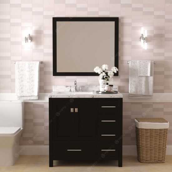 Caroline Avenue 36" Single Bath Vanity in Espresso with White Quartz Top and Square Sink with Matching Mirror