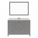 Caroline Avenue 48" Single Bath Vanity in Cashmere Gray with White Quartz Top and Square Sink with Matching Mirror