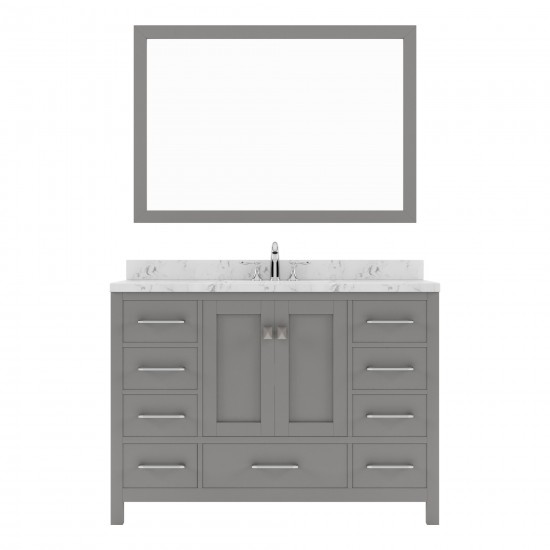 Caroline Avenue 48" Single Bath Vanity in Cashmere Gray with White Quartz Top and Square Sink with Matching Mirror