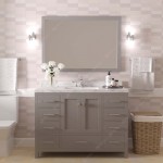 Caroline Avenue 48" Single Bath Vanity in Cashmere Gray with White Quartz Top and Square Sink with Matching Mirror