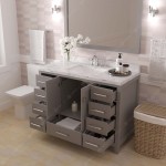 Caroline Avenue 48" Single Bath Vanity in Cashmere Gray with White Quartz Top and Square Sink with Matching Mirror