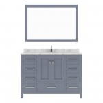 Caroline Avenue 48" Single Bath Vanity in Gray with White Quartz Top and Square Sink with Matching Mirror