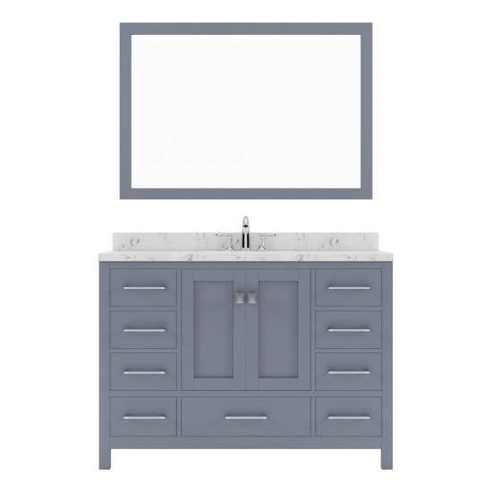 Caroline Avenue 48" Single Bath Vanity in Gray with White Quartz Top and Square Sink with Matching Mirror